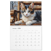 Calico Cats Waterverf Art 12-Month 2026 Wall Kalender (Jan 2026)