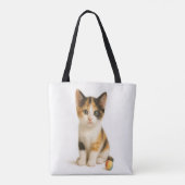 Calico Curiosity - Kitten met kleur Pop Ball Tote Bag (Achterkant)