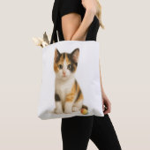 Calico Curiosity - Kitten met kleur Pop Ball Tote Bag (Dichtbij)