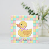 Calico Ducking Pink Bow Pastel Squares Shoa A Kaart (Staand voorkant)