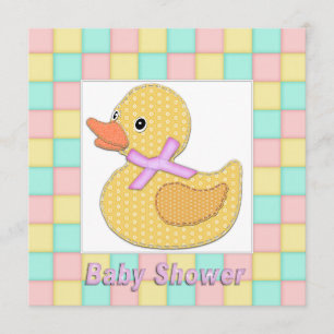 Calico Ducking Pink Bow Pastel Squares Shoa A Kaart