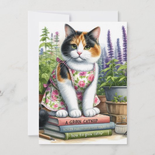 Calico en de Catnip Cat Lovers Flat Note Kaart Notitiekaartje (Achterkant)
