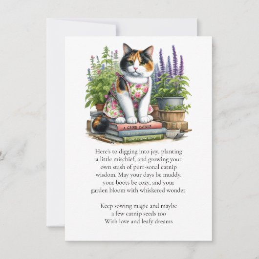 Calico en de Catnip Cat Lovers Flat Note Kaart Notitiekaartje (Voorkant)