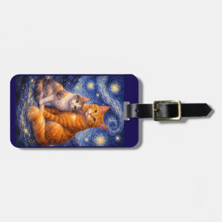Calico en Tabby Starry Night Bagagetailie Bagagelabel