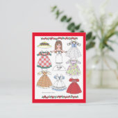 Calico Girl Betsy Old Fashioned Paper Doll Briefkaart (Staand voorkant)