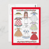 Calico Girl Betsy Old Fashioned Paper Doll Briefkaart (Voorkant / Achterkant)