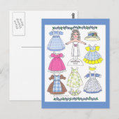 Calico Girl Rachel Old-Fashioned Paper Doll Briefkaart (Voorkant / Achterkant)