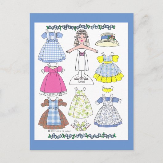 Calico Girl Rachel Old-Fashioned Paper Doll Briefkaart (Voorkant)