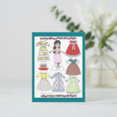 Calico Girl Susan Old-Fashioned Paper Doll Briefkaart (Staand voorkant)