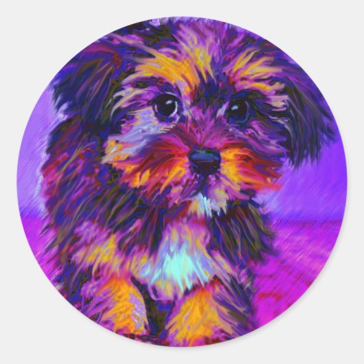 calico hond ronde sticker (Voorkant)