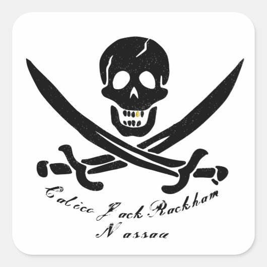 Calico Jack Nassau Pirate Flag Jolly Roger Vierkante Sticker (Voorkant)