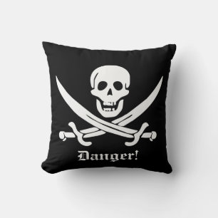 Calico Jack Pirate Flag Skull and Cutlass Warning Kussen