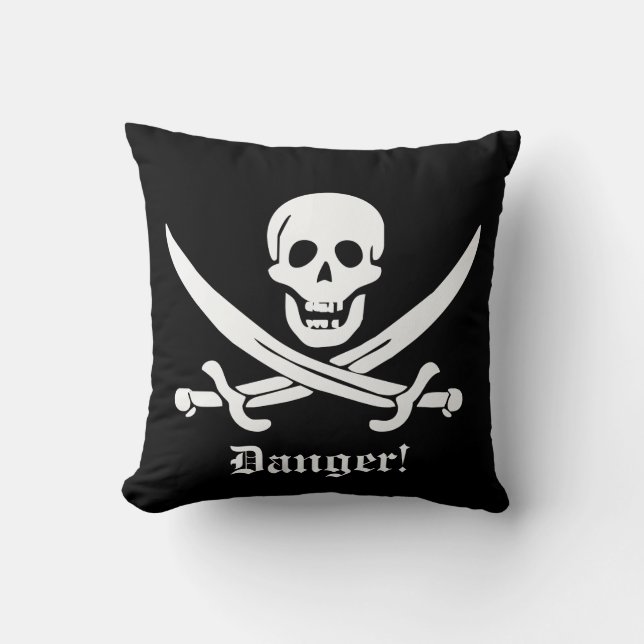 Calico Jack Pirate Flag Skull and Cutlass Warning Kussen (Voorkant)