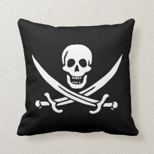 Calico Jack Rackham Pirate Flag Pillow 16 x 16 Kussen