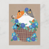 Calico kat & bloemen briefkaart (Voorkant)