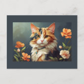 Calico kat en bloemen briefkaart (Voorkant)