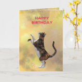 Calico kat en Happy Birthday Kaart (Gele Bloem)