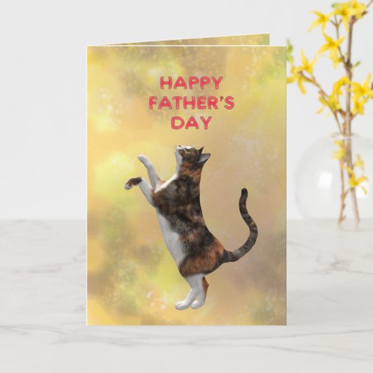 Calico kat en Vaderdag Kaart (Gele Bloem)