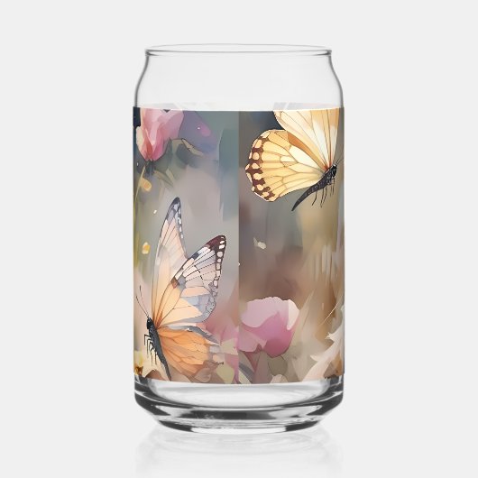 Calico Kat en Vlinders in de voorjaarstuin Blikvorm Glas (Rechts)