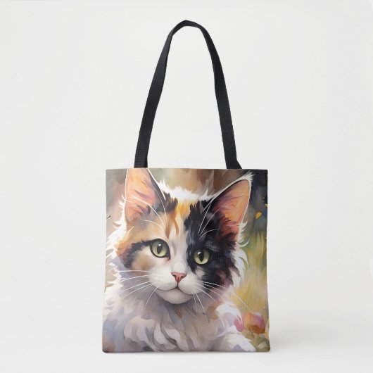 Calico Kat en Vlinders in de voorjaarstuin Tote Bag (Voorkant)