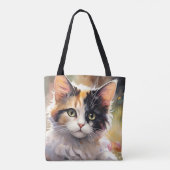 Calico Kat en Vlinders in de voorjaarstuin Tote Bag (Achterkant)
