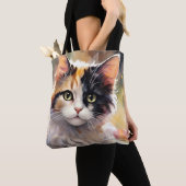 Calico Kat en Vlinders in de voorjaarstuin Tote Bag (Dichtbij)