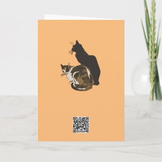 Calico kat en zwarte kat uitgesneden kaart (Achterkant)