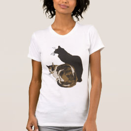Calico kat en zwarte kat uitgesneden t-shirt