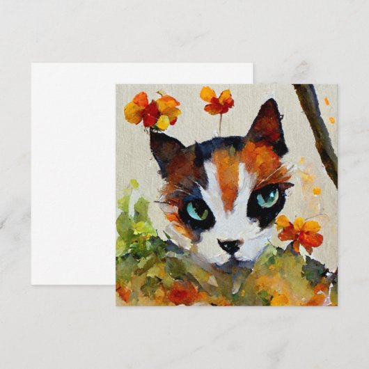 Calico-kat in de tuin (Voorkant / Achterkant)