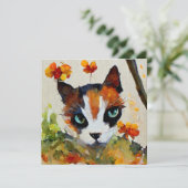 Calico-kat in de tuin (Staand voorkant)