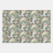 Calico kat in de tuin met bloemen inpakpapier vel (Voorkant)