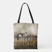 Calico-kat in de tuin tote bag (Achterkant)