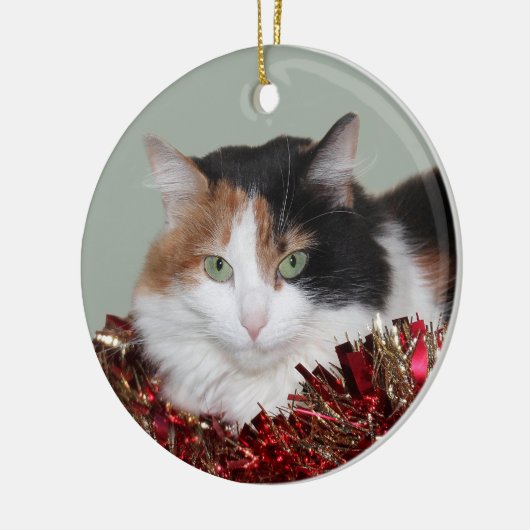 Calico kat Kerstmis Keramisch Ornament (Links)