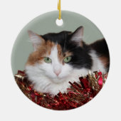 Calico kat Kerstmis Keramisch Ornament (Achterkant)