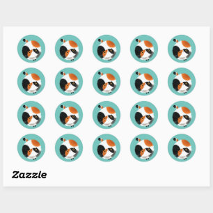 Calico kat met speelgoed ronde sticker