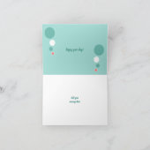 Calico kat op foto van koraal turquoise kaart (Binnen)