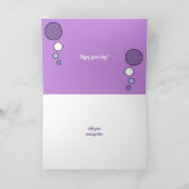 Calico kat opgerold in slaap foto paarse blauw kaart (Binnen)