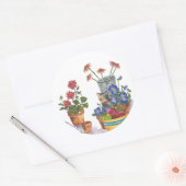 Calico Kat Pansies Appels Waterverf "Paloma" Ronde Sticker (Envelop)
