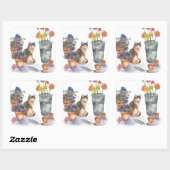 Calico Kat Pansies Daisies Waterverf "Don Juan" Vierkante Sticker (Vel)