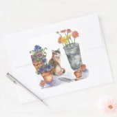 Calico Kat Pansies Daisies Waterverf "Don Juan" Vierkante Sticker (Envelop)