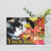 Calico Kat Thanksgiving Initatie Voor Diner Kaart (Staand voorkant)