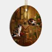 Calico katten Kerstmis Keramisch Ornament (Rechts)