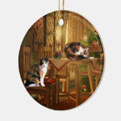Calico katten Kerstmis Keramisch Ornament (Links)