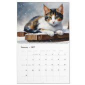 Calico Katten Waterverf Art 12-Maand 2024 Kalender (Feb 2027)