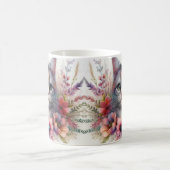 Calico Kattenportret met bloemen Koffiemok (Center)