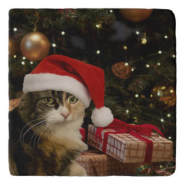 Calico Kerstkat Onderzetter Trivet