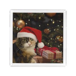 Calico Kerstkatje Acryl Bak Dienblad