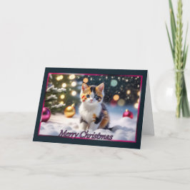 Calico Kitten Christmas Kaart