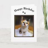 Calico Kitten Happy Birthday Kaart (Voorkant)