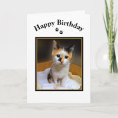 Calico Kitten Happy Birthday Kaart (Voorkant)